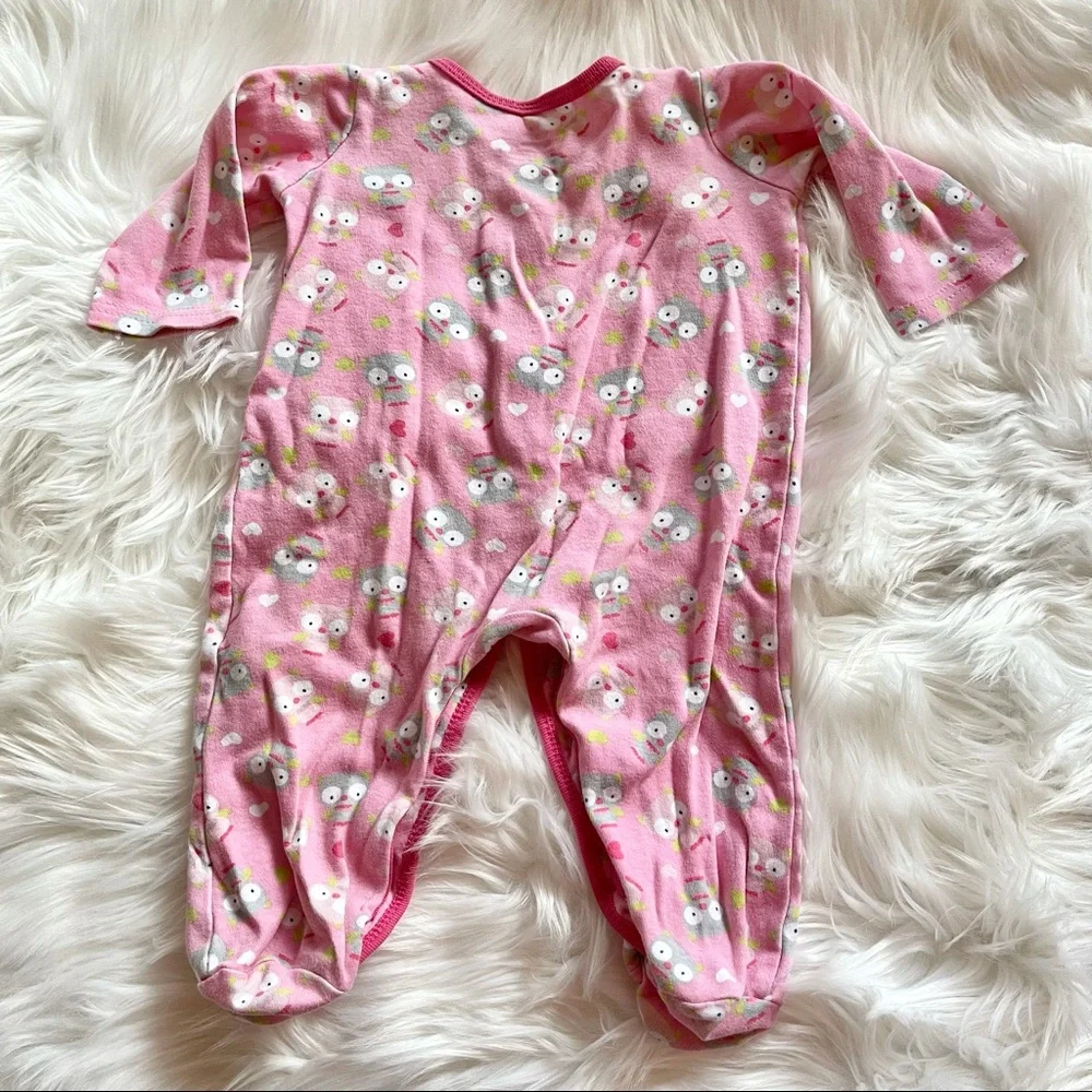 2 Girls Taggies Sleepers / Rompers w/ Owls, Sz 9 Mo